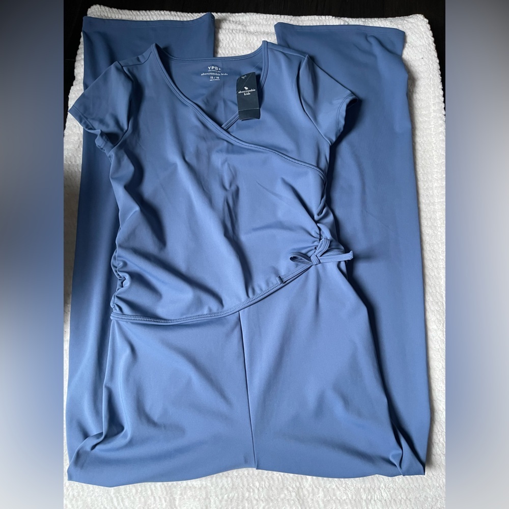 Abercrombie Kids youth YPB activewear romper in blue.